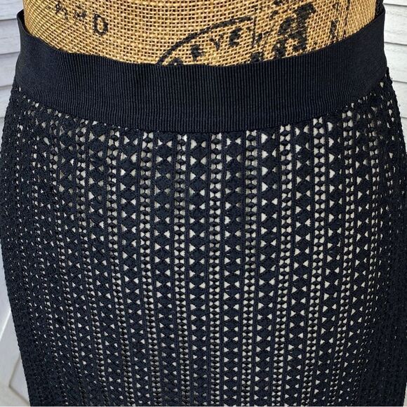 Ann Taylor Crochet Lace Sheer Illusion Pencil Skirt Black 6 - Picture 5 of 12